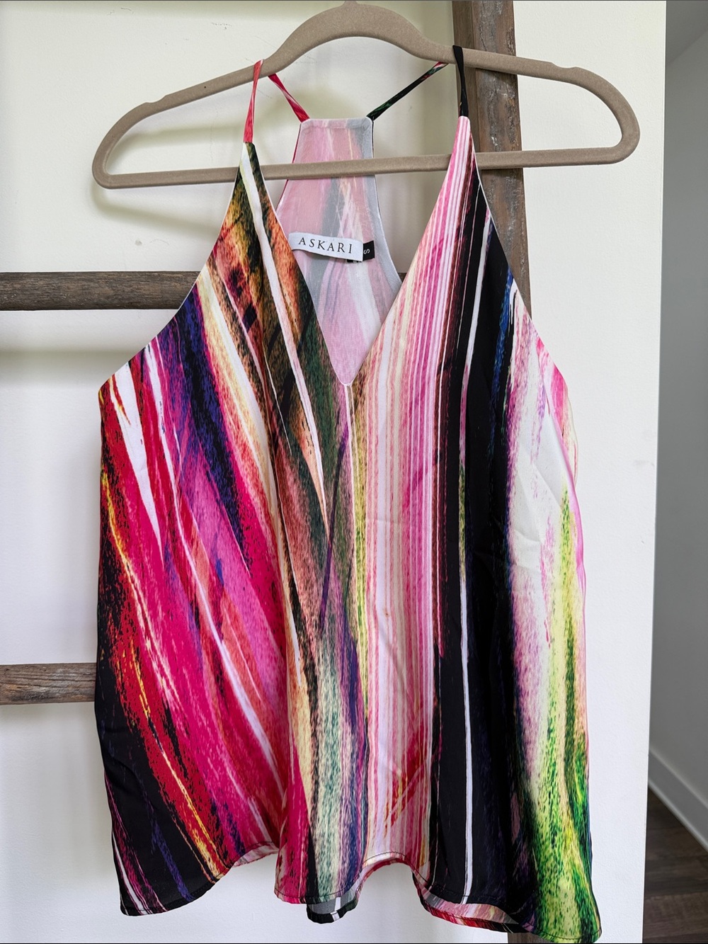 Askari Pink Multi-Stripe Halter Camisole